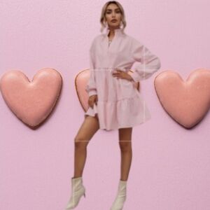 Baby Pink Tiered Ruffle Dress